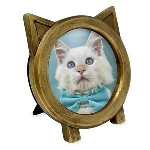 Isaac Jacobs 4x4 Resin Circular Cat Picture Frame with Ears